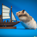 DALL·E 2022-10-01 10.11.48 - a giant hamster watching a tiny ship in a blue room.png